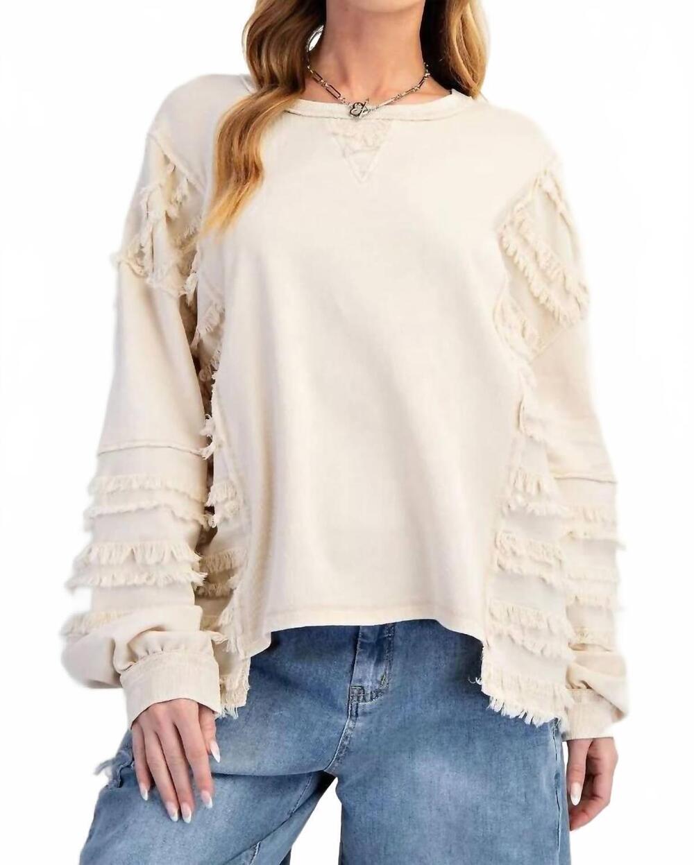 NEW EASEL women's a little fringy top in cream